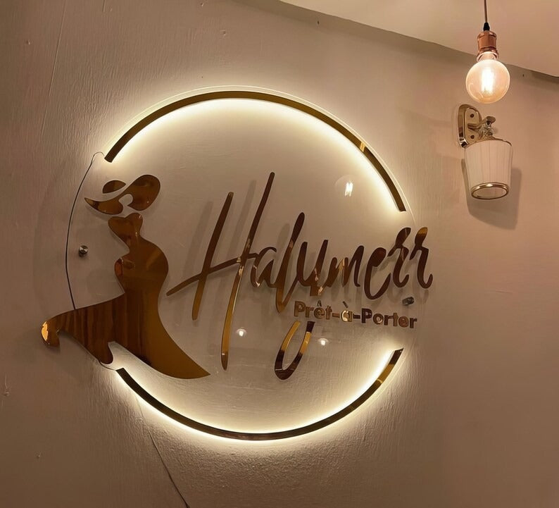 Premium Custom Backlit LED Sign | Acrylic Logo Sign for Shops, Salons & Offices